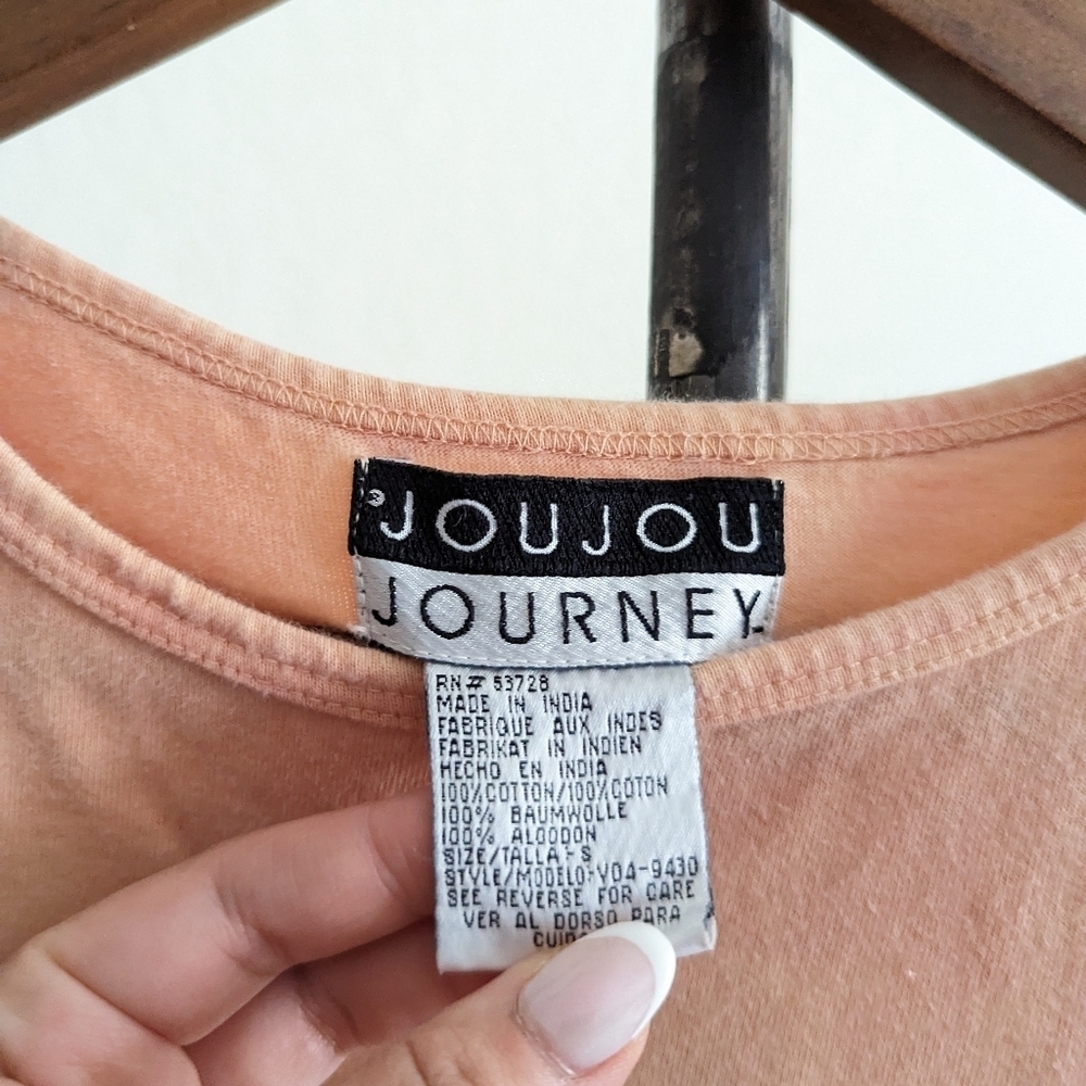 VINTAGE Jou Jou Journey Embroidery Boxy Fit Ombre Floral Crewneck Tee Shirt - Picture 3 of 4